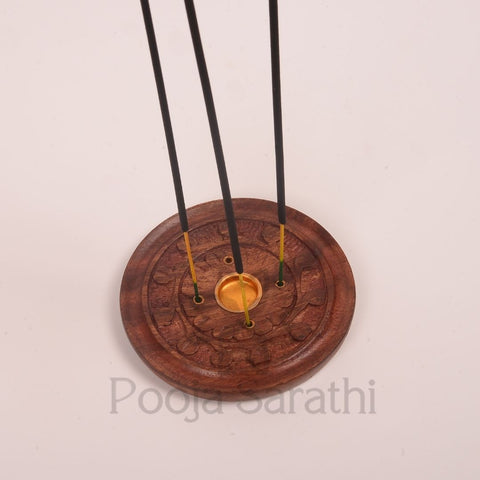 Wooden Agarbatti Sticks Holder Round Design